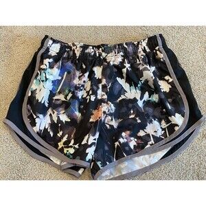 Nike Running‎ Shorts Floral Print Athletic Gym Workout Black Gray Womens